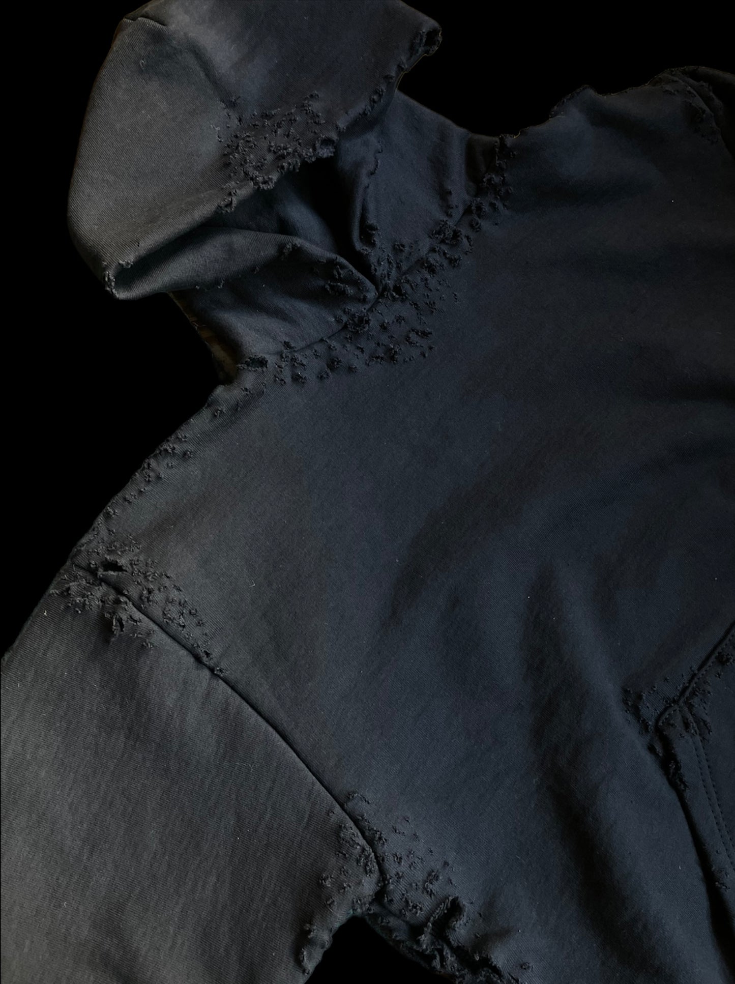 Distressed thermal lined hoodie